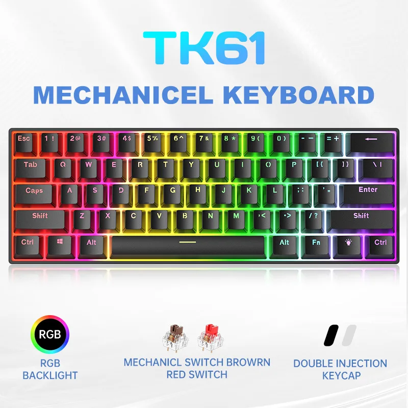 Russian Gaming Mechanical Wired Keyboard RGB Backlit Hot-Swappable Customized Red Axis Gamer Keyboard For PC Computer Laptop