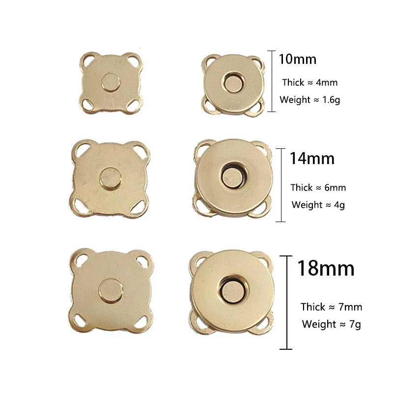 Bags Magnetic Snap Button Fasteners Clasps Buttons Handbag Purse Wallet Craft Bags Parts Mini Adsorption Buckle 10/14/18mm