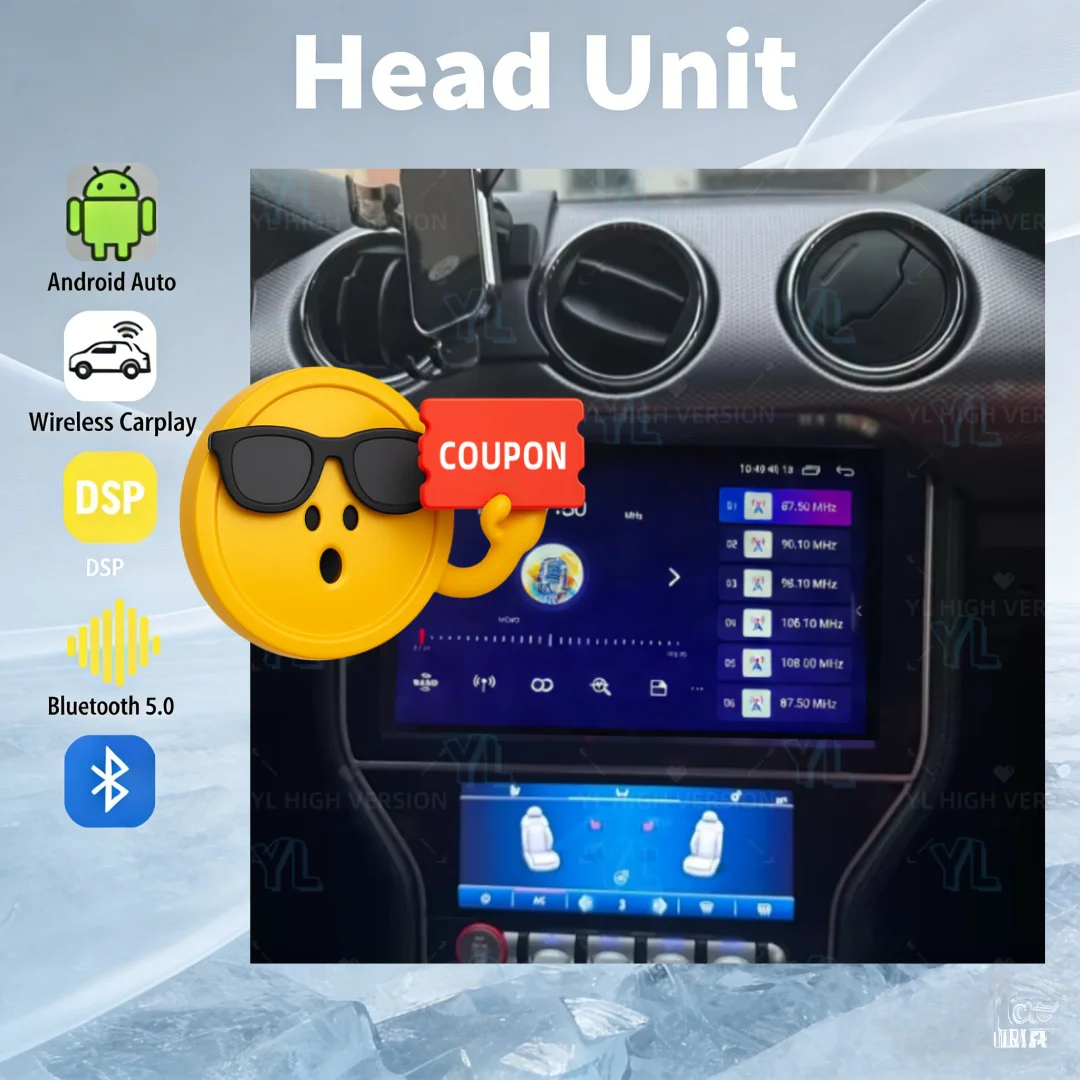 

11,5-дюймовый сенсорный экран Android 13.0 для Ford Mustang 2015-2021, автомобильная мультимедийная система, стерео, Carplay, Bluetooth 5.0