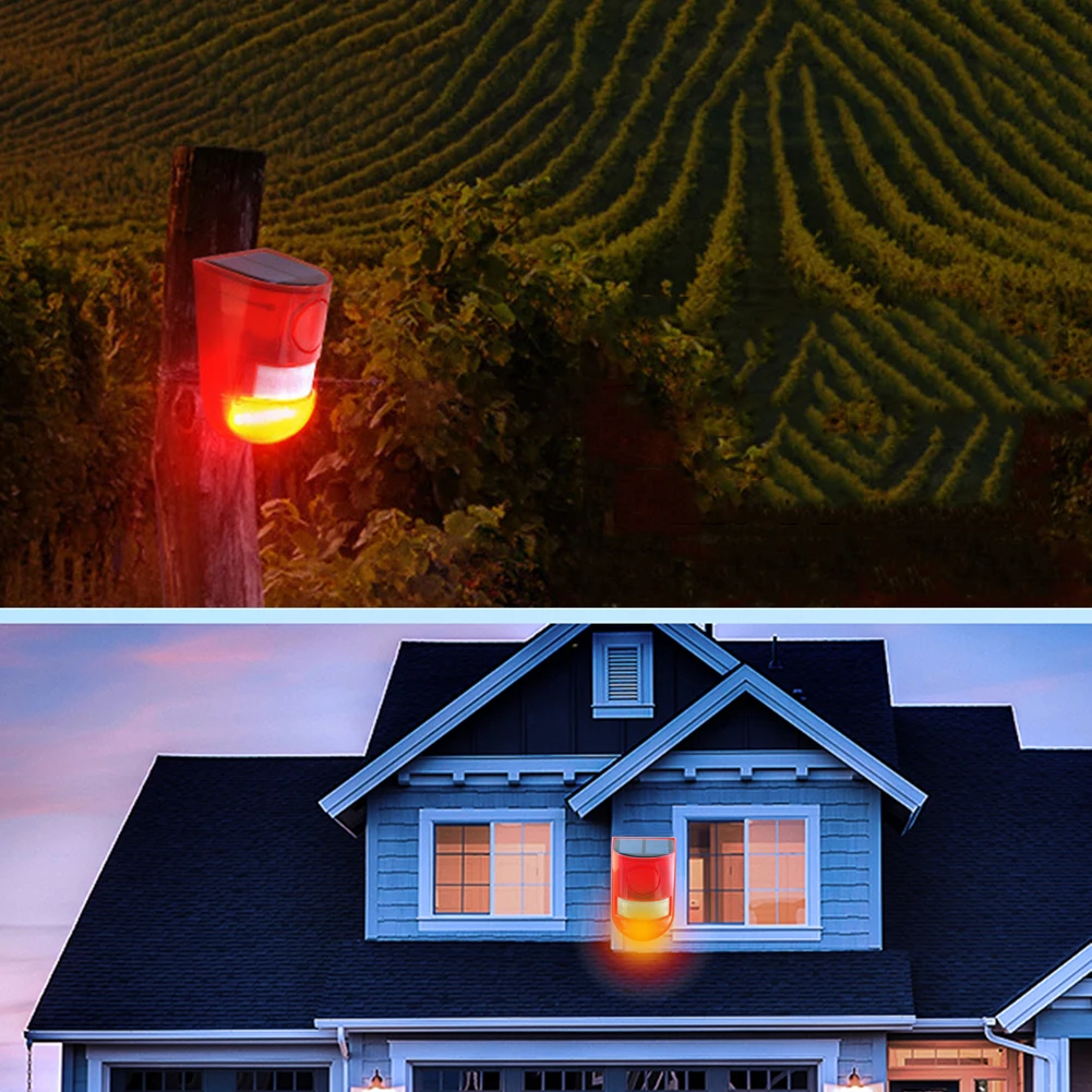 

Solar Strobe Light Alarm Remote Control Solar Infrared Motion Sensor Alarm Multifunctional Portable for Villa Farm Yard Garden