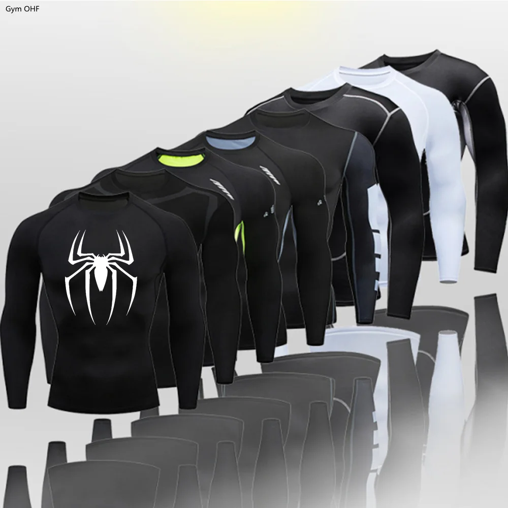 Spider Men T Shirt Quick Dry Rashgard Running Shirt Men Compression Shirt Gym Fitness Top Sport Shirts Men Exercise Jersey 2099