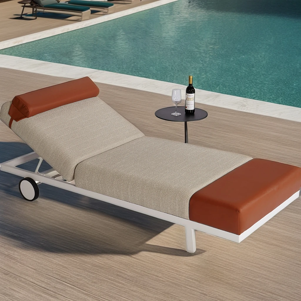 

Modern Durable Waterproof Aluminum Frame Outdoor Pool Sun r Wheels Cushion Eco-Friendly for Hotels Hospitals Living Rooms