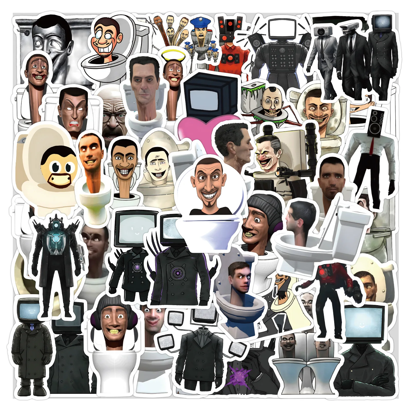 

100 шт., наклейки для туалетной игры Skibidi, Speakerman Bosses, забавные мультяшные водонепроницаемые наклейки с граффити, сделай сам, чемодан, ноутбук, телефон, гитара