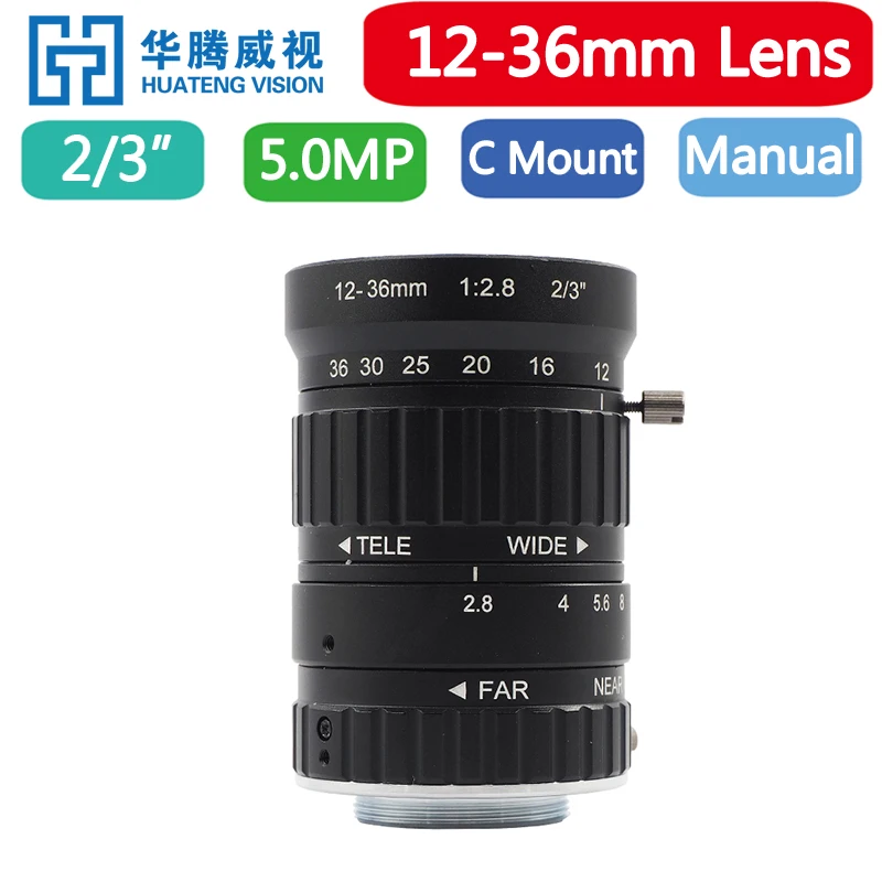 

HD 5MP Zoom 12-36mm C-Mount Industrial Lens Without Distortion Professional Industrial Camera Lens