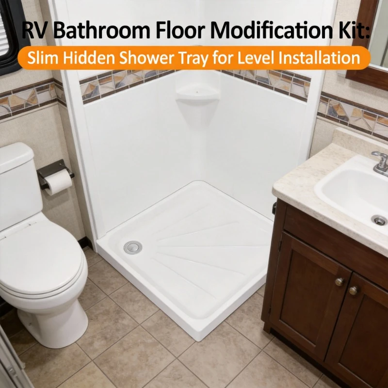 RV Bathroom Floor Modification Kit: Slim Hidden Shower Tray for Level Installation