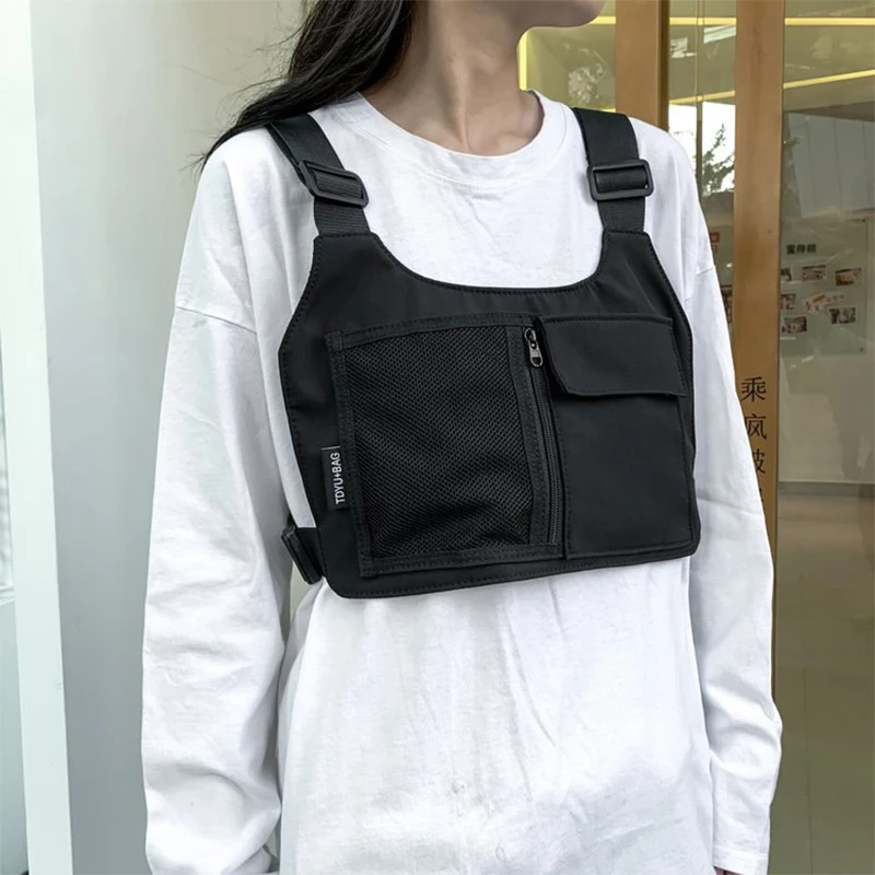 Borsa da petto tattica per gilet a tracolla multifunzionale hip-hop per abbigliamento da lavoro semplice per uomini e donne