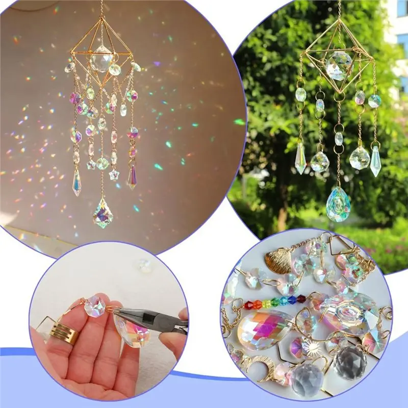 ABUN-Art And Crafts For Adults 400 Pcs DIY Suncatchers Sun Catchers Making Supplies Kit Prism Hanging Decorative Suncatcher