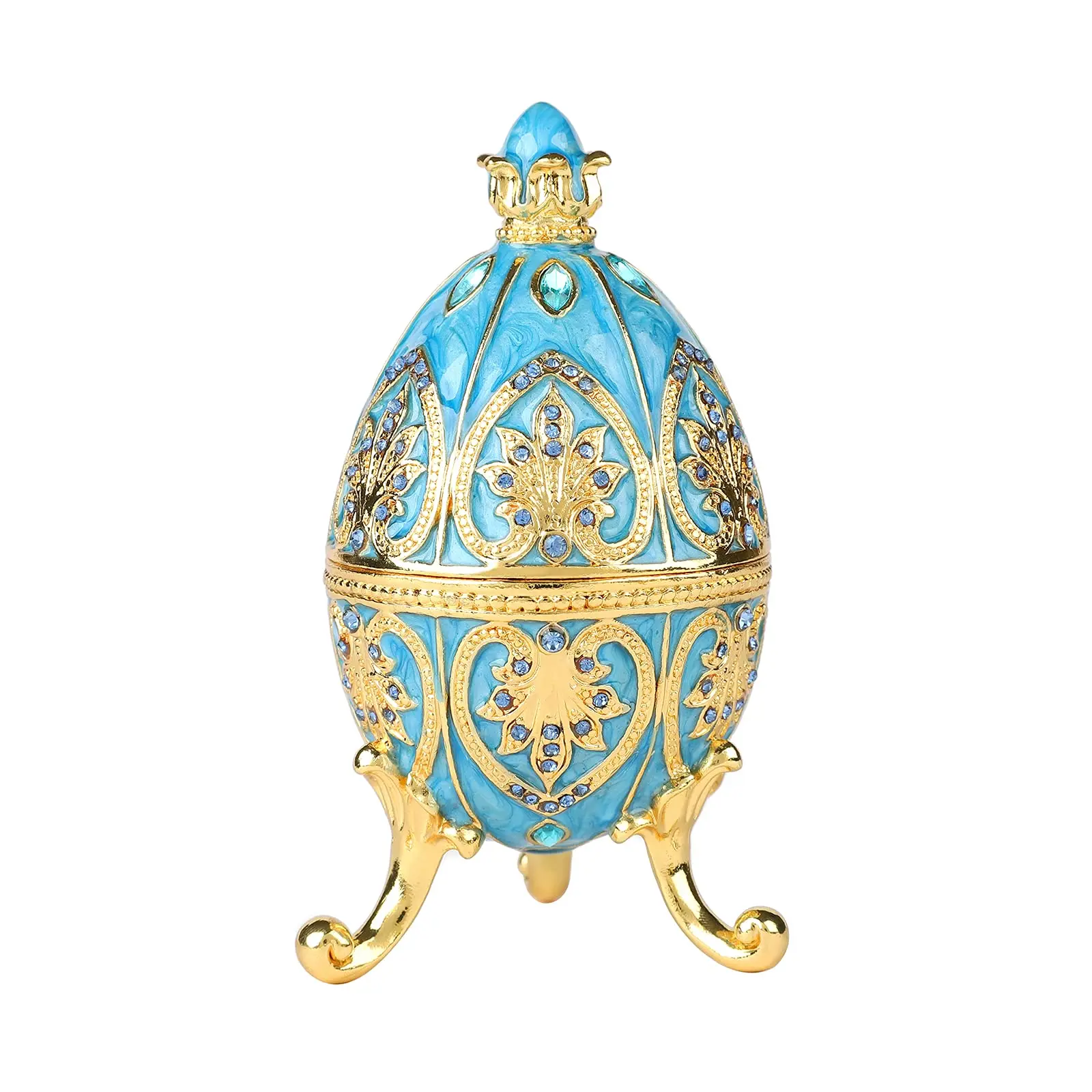 

Faberge Egg Jewelry Box Earrings Ring Necklace Storage Box Make up Organizer Home Decor Gift Metal Enameled Trinket Box