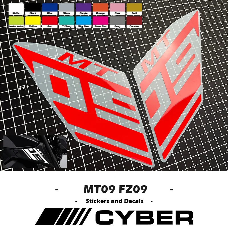 

For Yamaha MT-09 FZ-09 Air Intake Side Cover Sticker Set Motorcycle Fairing Shell Sticker Flower Line MT09 FZ09 14-20