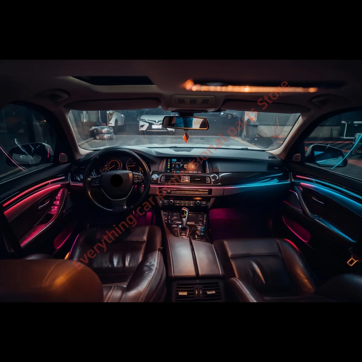 أجزاء الإضاءة المحيطة LED للسيارات لسيارات BMW F10 F11 لوحة تقليم الباب 64 لون تعديل الغلاف الجوي الداخلي APP التحكم في الشاشة