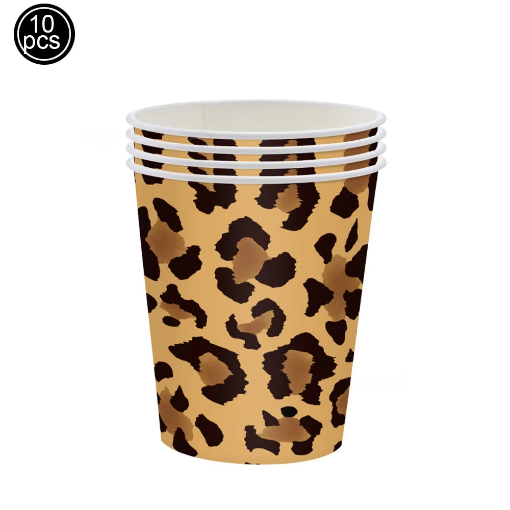 Geschirr mit Leopardenmuster, Safari-Tier-Geburtstagsparty, Pappteller, Servietten, Tassen, Strohhalme, Dekorationen, Partys mit Leopardenmotiv – Detail 3