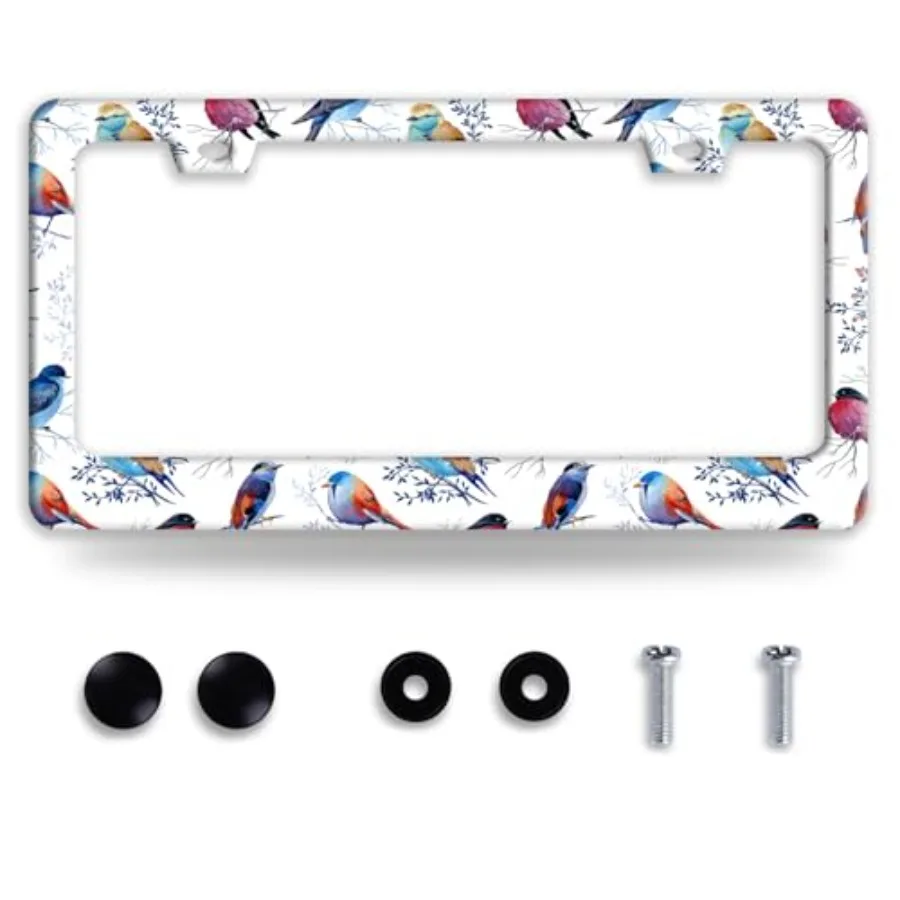 

Bird License Plate Frame Funny Parrot Animal License Plate Frames Stainless Steel Accessories Cars Decor with 2 Holes and Screw