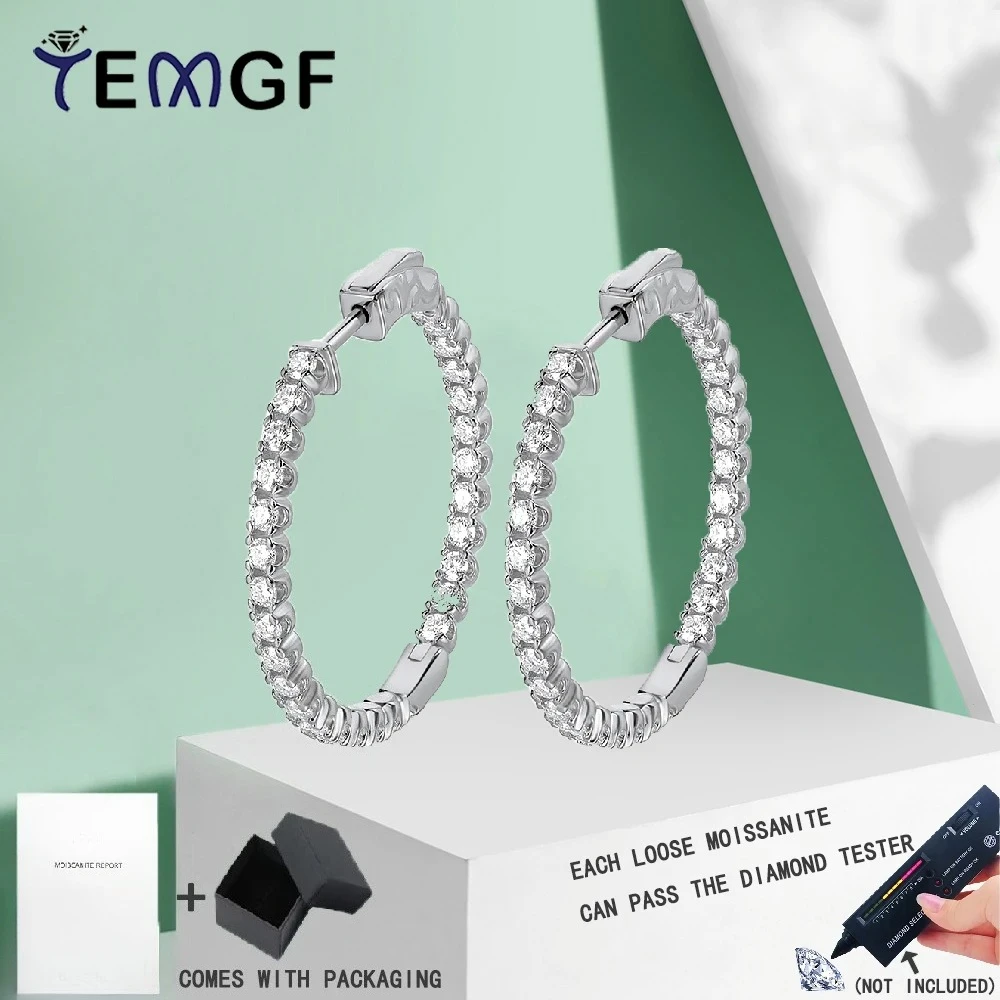 

TEMGF Full Moissanite Studs Earrings With GRA S925 Sterling Silver 18K Plated for Women Party Fashion Sparkling Fine Jewelry