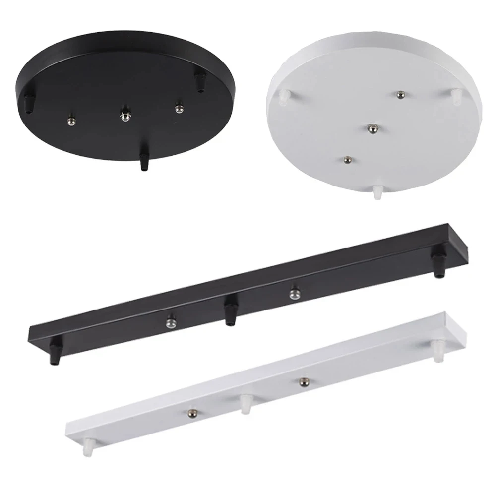 Imagem -02 - Diy Teto Montado Base Dossel Placa Cabeças Lustres Luz Pingente Pendurado Iluminação Acessórios de Teto Preto Branco