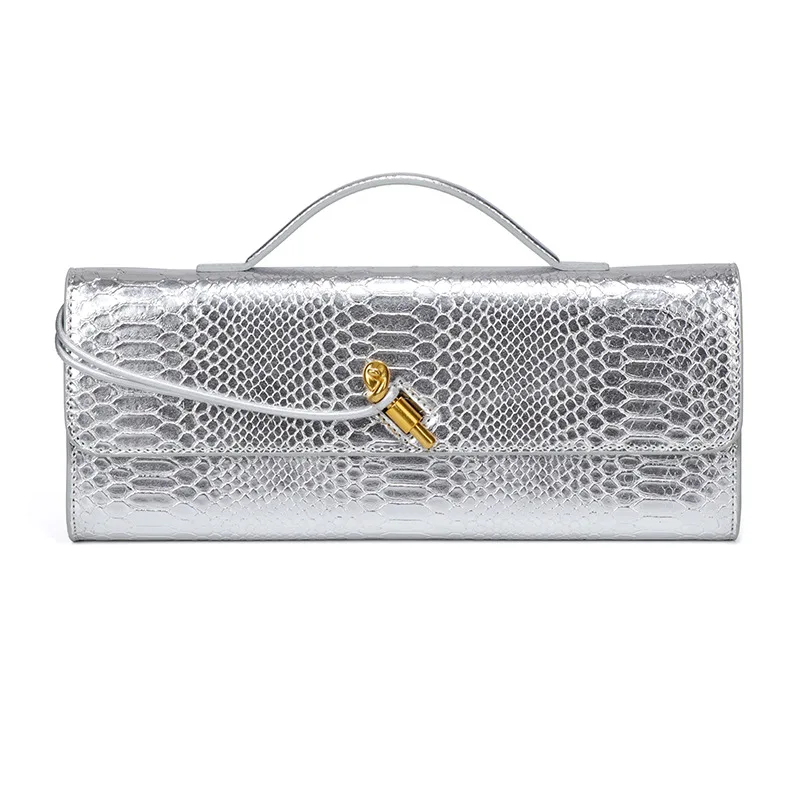 NONE Long Evening Handbag Crocodile Pattern 8