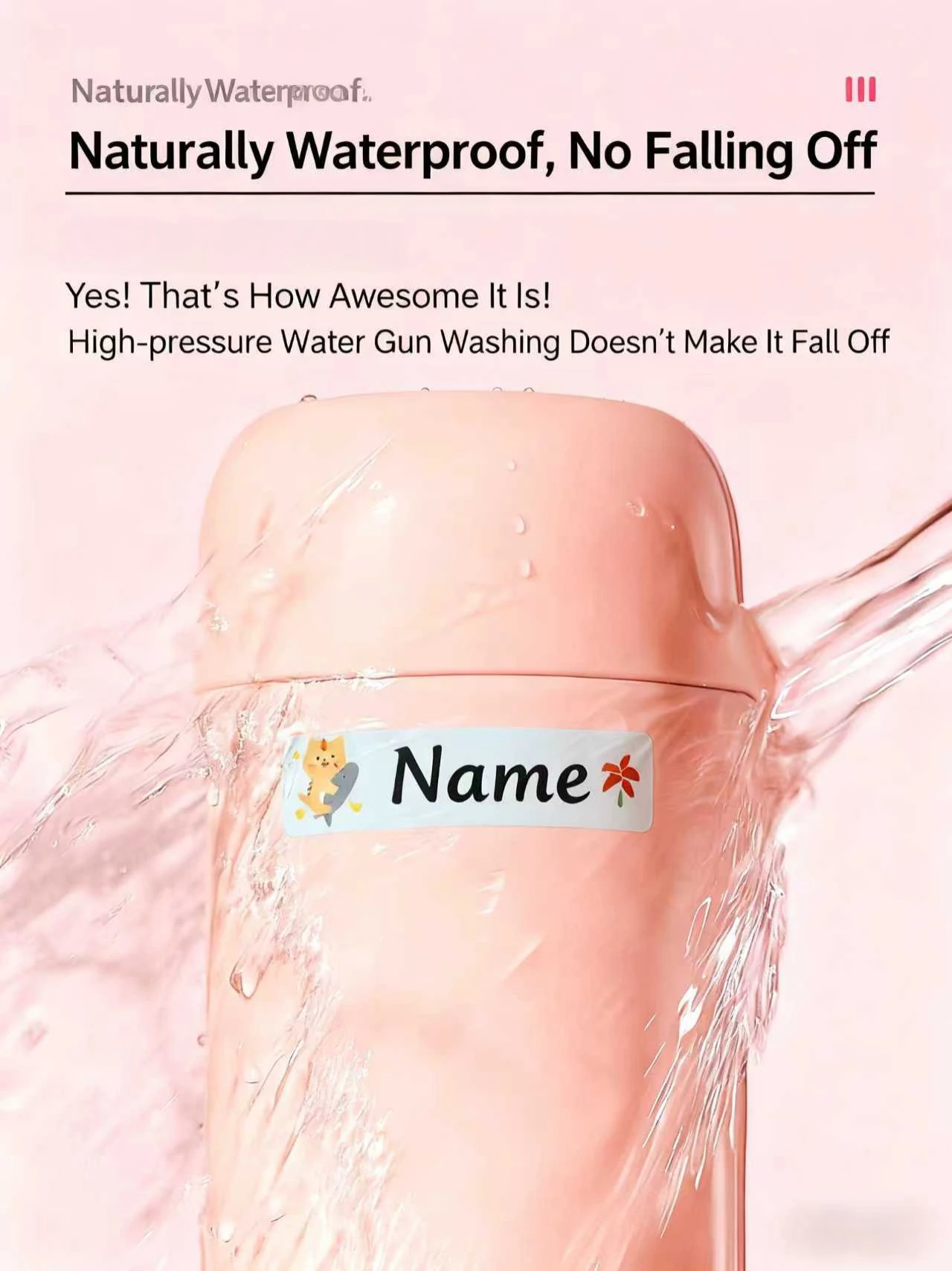 ملصقات اسم مخصصة ملصقات مقاومة للماء للزجاجات والأكواب وأدوات مكتبية للأطفال - تصميمات فريدة من نوعها، هدية متينة وصديقة للبيئة