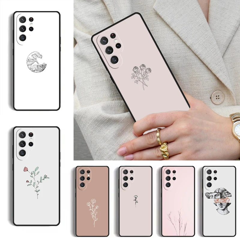 Minimal Aesthetics Phone Case for Samsung Galaxy S26 S25 Ultra S24 S23 S22 S21 Plus Note 10 Bumper Cover