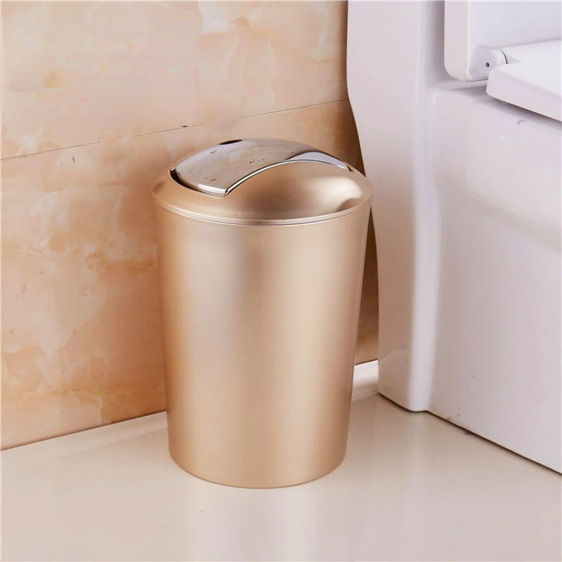 European Style Bathroom Trash Can Living Room House Light Luxury Dustbin Household Bedroom Large and Small Covered Wastebasket