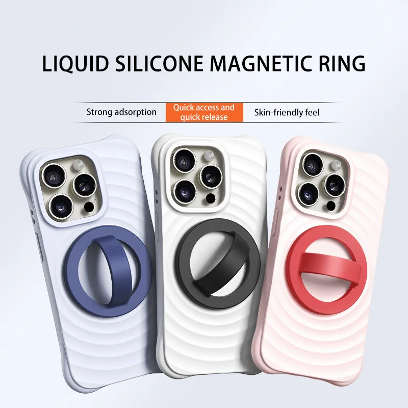 

Magnetic Phone Ring Holder Grip Attachment Removable Magnetic Phone Ring Waterproof Liquid Silicone for iPhone & Android Cases