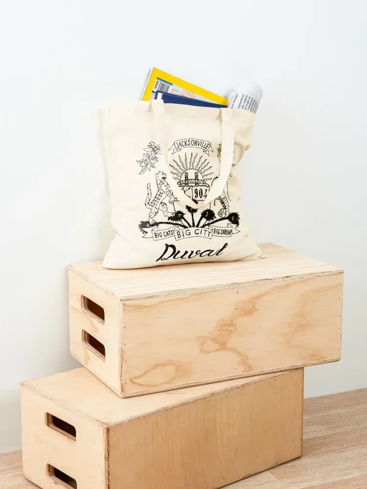 Duval Crest Black Lettering on White Tote Bag Cloth bags Lady bags tote bag women sac pour femme