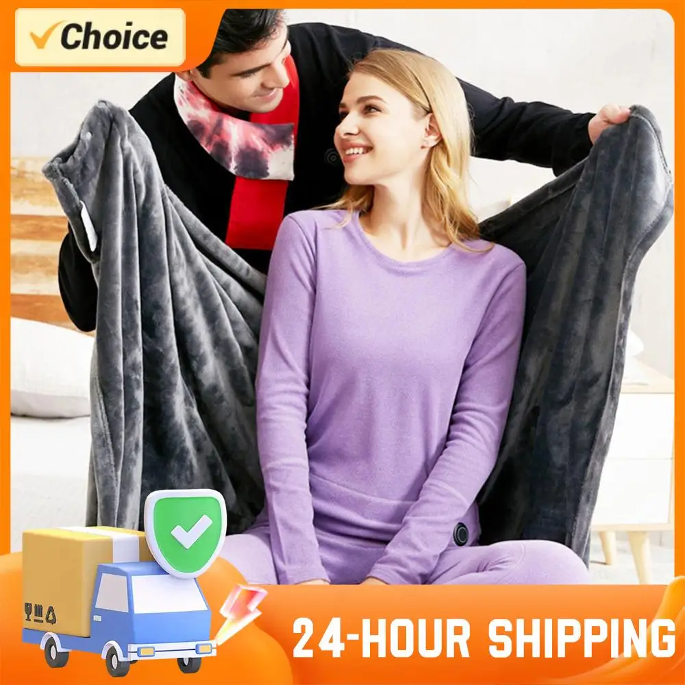 بطانية رمي كهربائية قابلة للغسل USB ساخنة لينة الفانيلا معطف شتوي تسخين سريع شال بطانية تدفئة كهربائية للمشي لمسافات طويلة