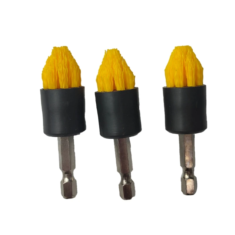 4 Pack Drill Brush Attachment Set All Purpose Detail Brush Attachments Yellow For Cordless Drill Tile & Grout Drill Brush Set