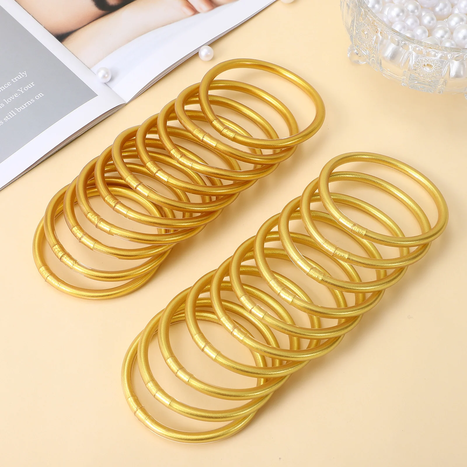 

18 Pcs Wristband Jelly Bangles for Adult Bracelets Girls Silicone Vintage Bangles Bracelets Buddha Fashion