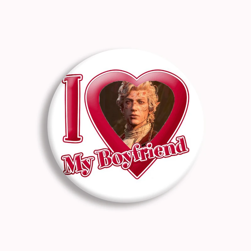 Creative I Love My Boyfriend Astarion Button Pin Customized Hot Game Astarion Bulders Brooch Badge Fans Collect Bag Decor 58mm