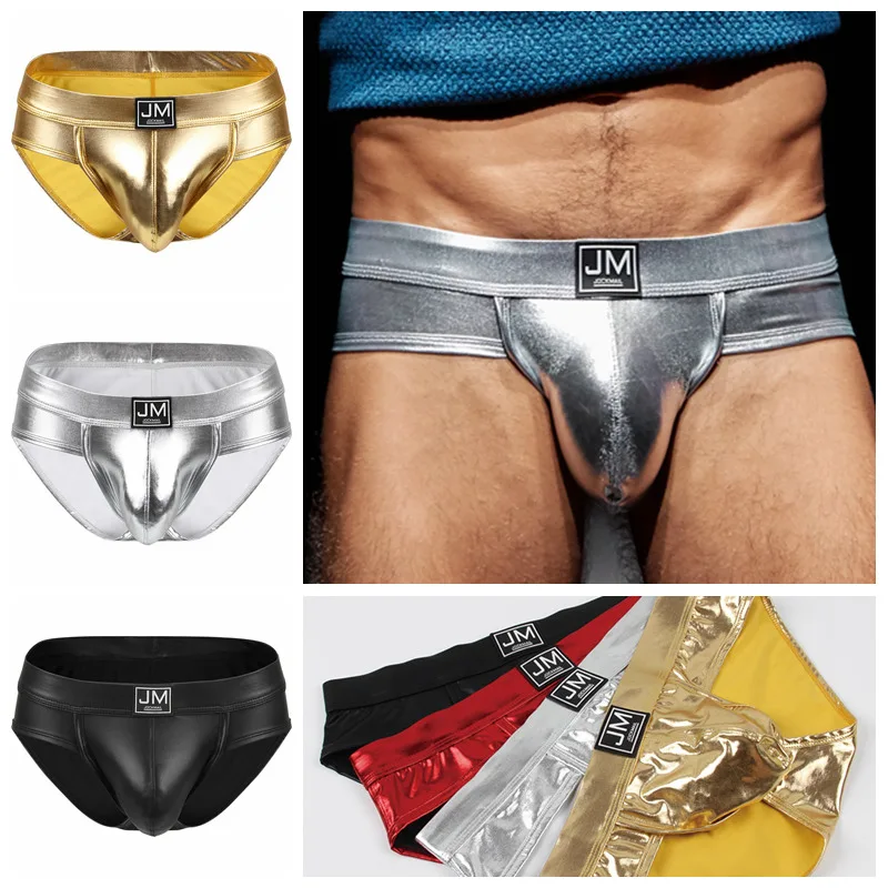 Jockmail Leather Sexy Classic Briefs Sparkling men\'s underwear Quick-drying swimming trunks Underpants