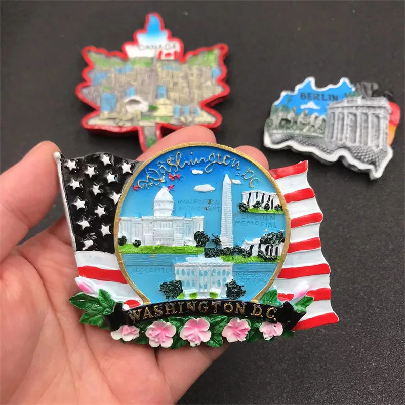 Imanes de nevera para decoración del hogar, pegatina magnética para refrigerador, recuerdos turísticos de Estados Unidos, Nueva York, Los Ángeles,