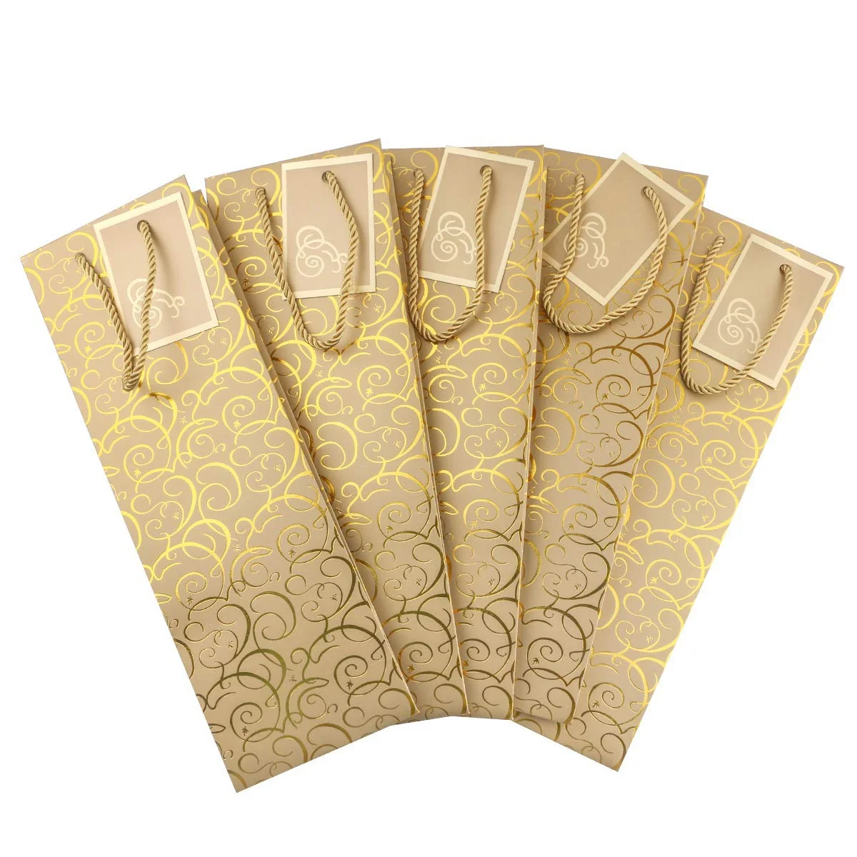 أكياس النبيذ، حقيبة النبيذ الورقية من ورق الكرافت، 10 قطع من أكياس النبيذ للهدايا مع مقابض، حقيبة النبيذ الورقية لزجاجة واحدة لعيد الميلاد والحفلات والمتجر