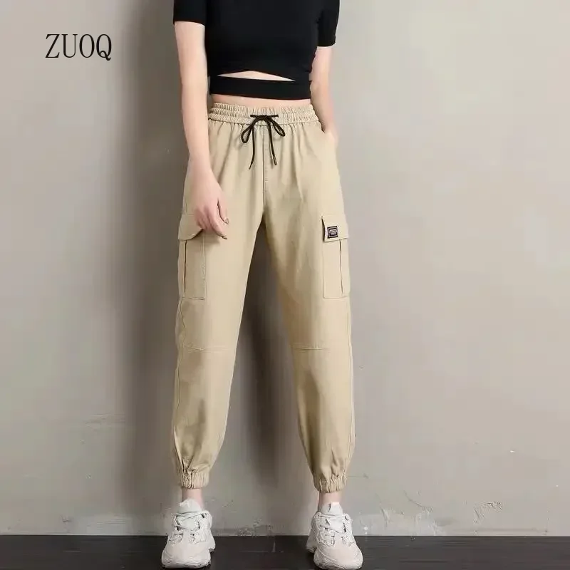 

2025 New Cargo Pant Women Korean Style Fashion High Waist Loose Streetwear Baggy Tactical Trouser Hip Hop Joggers Pants Female