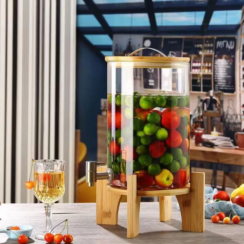 

High temperature resistant glass green plum wine bottle with faucet soaking wine jar grape wine bottle Coke beverage sealed can