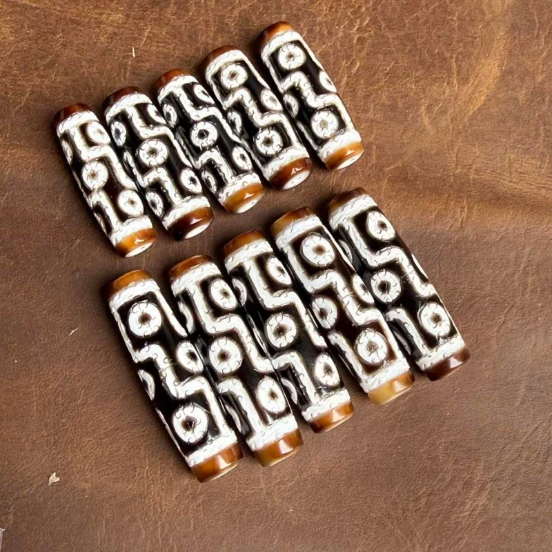 

Tibetan Brown Black/White 9-Eye Totem Carving Agate Dzi Beads Men&Women Talisman Jewelry Bracelet Necklace DIY Free Shipping