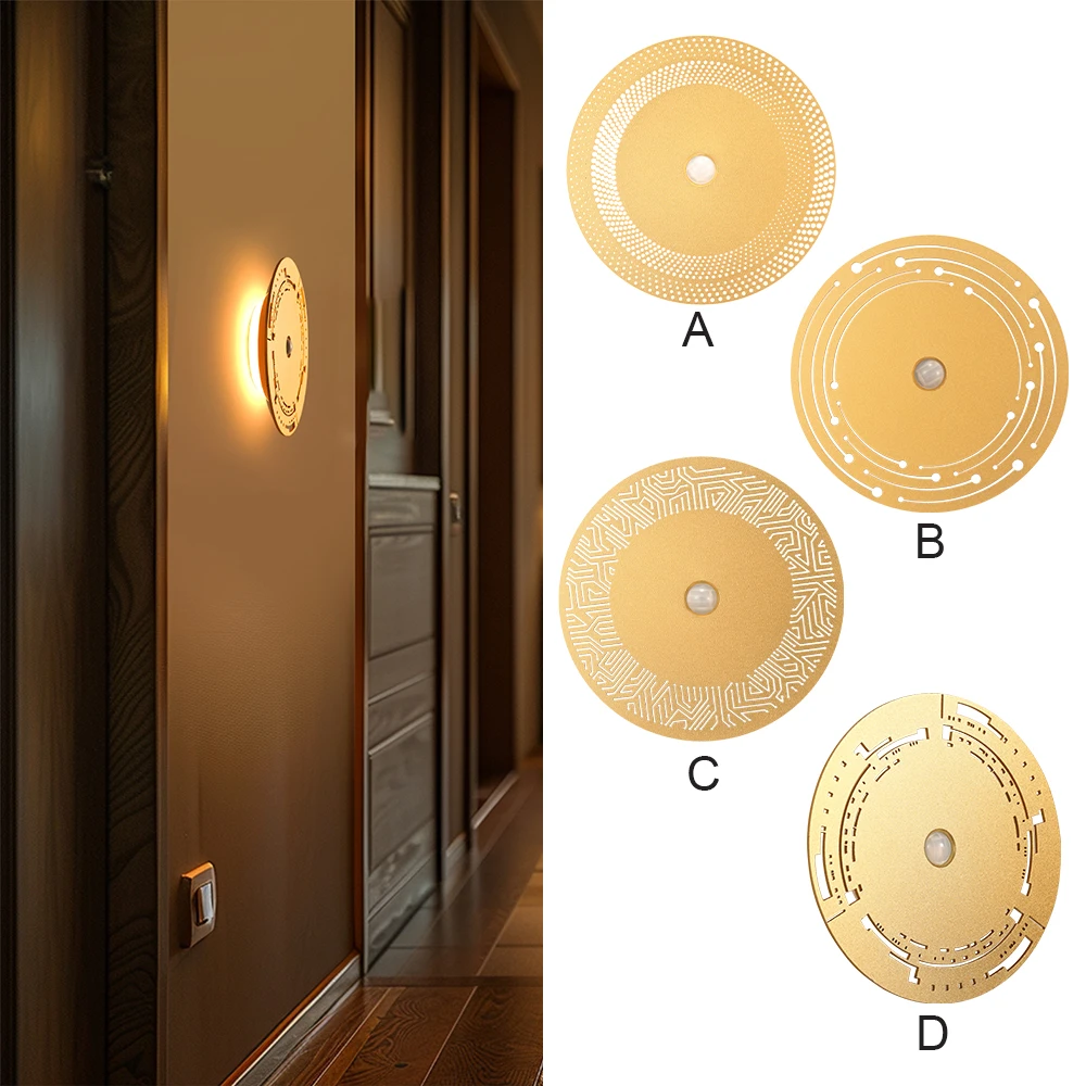 

LED Wall Lamp Round Auto Sensor Wall Light Magnetic Led Reflective Night Sensor Light For Bedside Stair Hallway Room Decoration