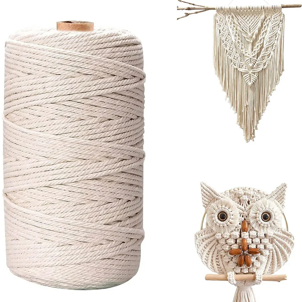 Macrame Cotton Cord Natural Rope Twisted DIY Wall Hanging Plant Hangers Craft Knitting Craft String