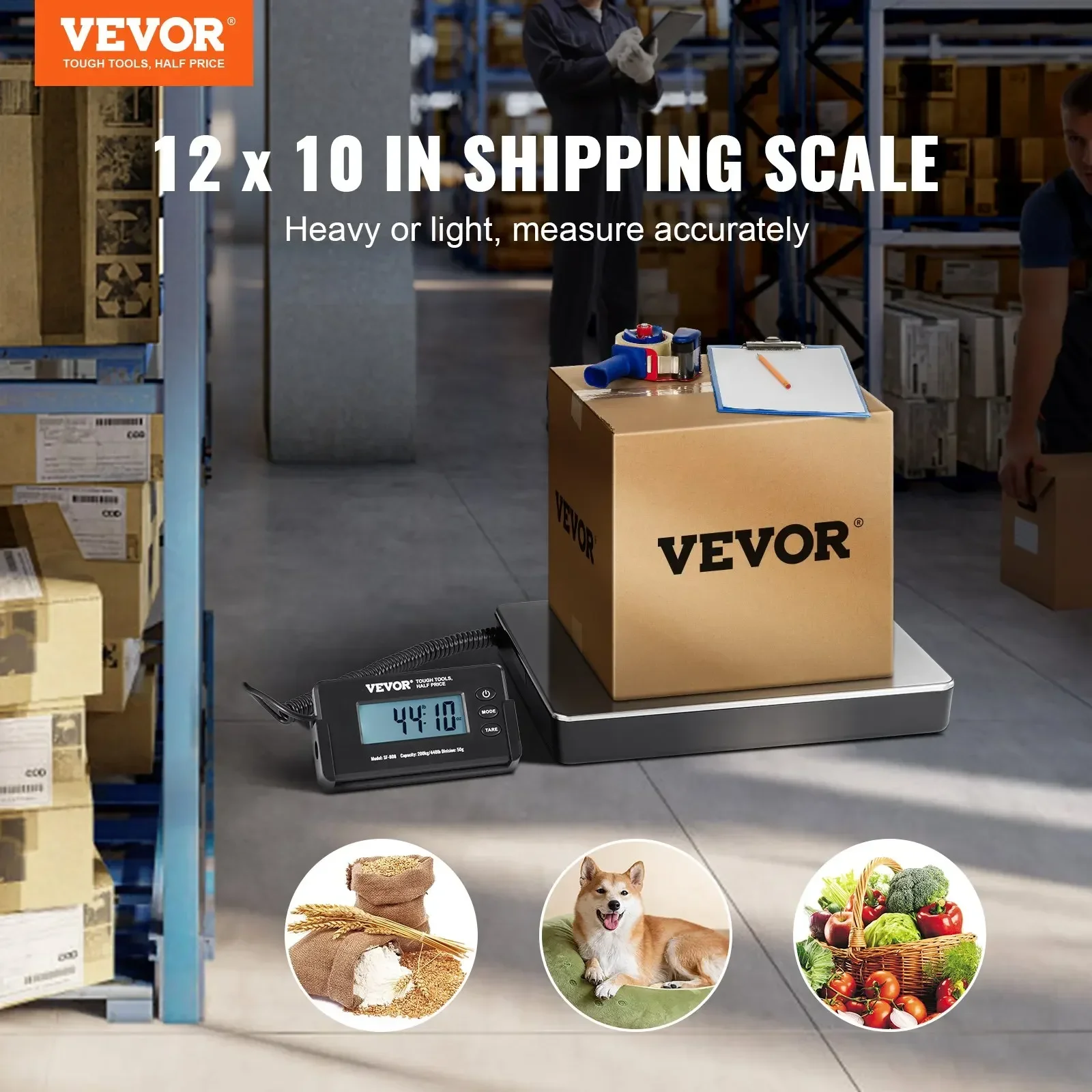 VEVOR Split Type Digital Shipping Scale Postal Mailing Weighing Scale with HD LCD Screen Timer for Luggage Home Post Office