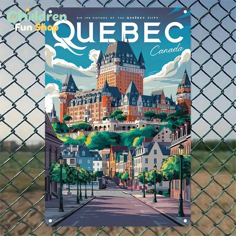 Vintage Quebec City Metal Wall Art Sign -   Retro Iron Decor with Maple Leaf Design, Easy to Install, Perfect for Home, Offic