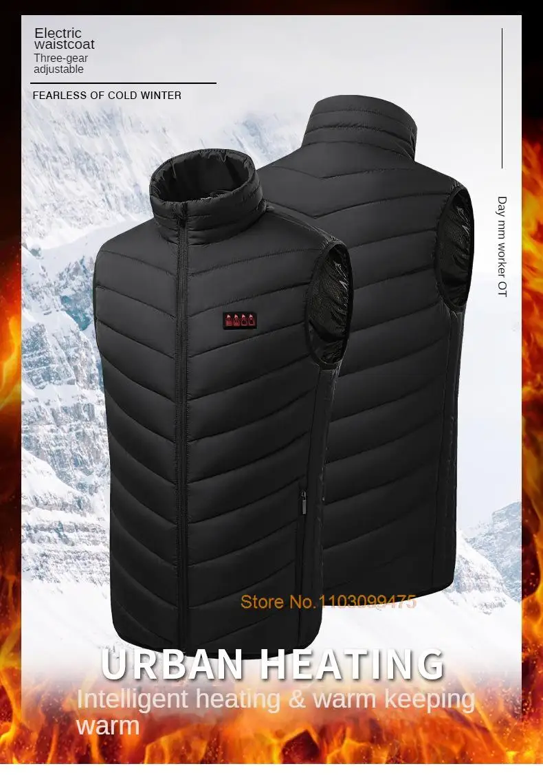 2–21 Bereiche selbsterhitzende Weste USB wiederaufladbare beheizte Jacke Winter Herren Damen Thermounterwäsche Heizweste Wandern Skifahren Mantel – Detail 14