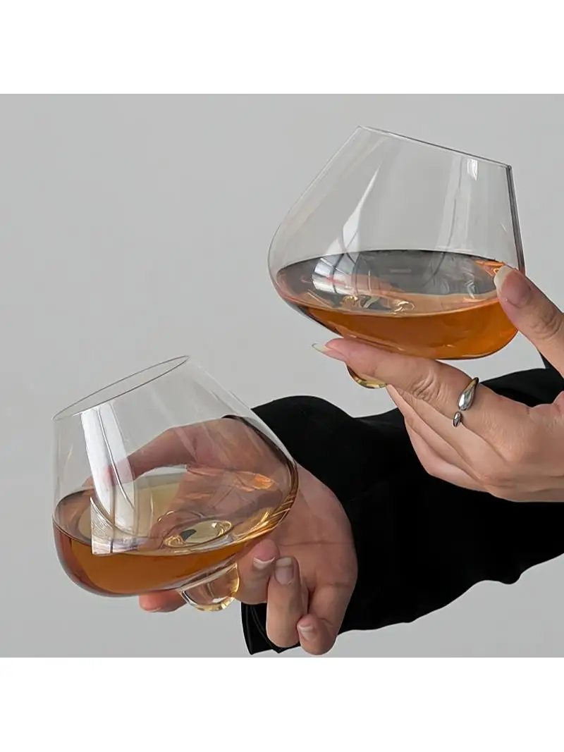 Luxury Tumbler Glass Whiskey Cup Simple Brandy Glass Red Wine Rocking Cup Baby Hong Minimalist Style Personality Barware