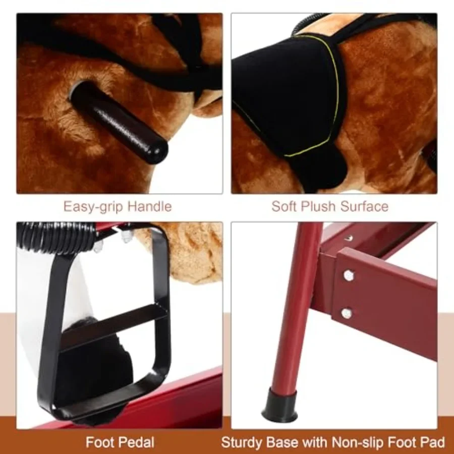 Durable Plush Toddlers Spring Rocking Horse, Bouncing Rocker Toy with Realistic Sounds