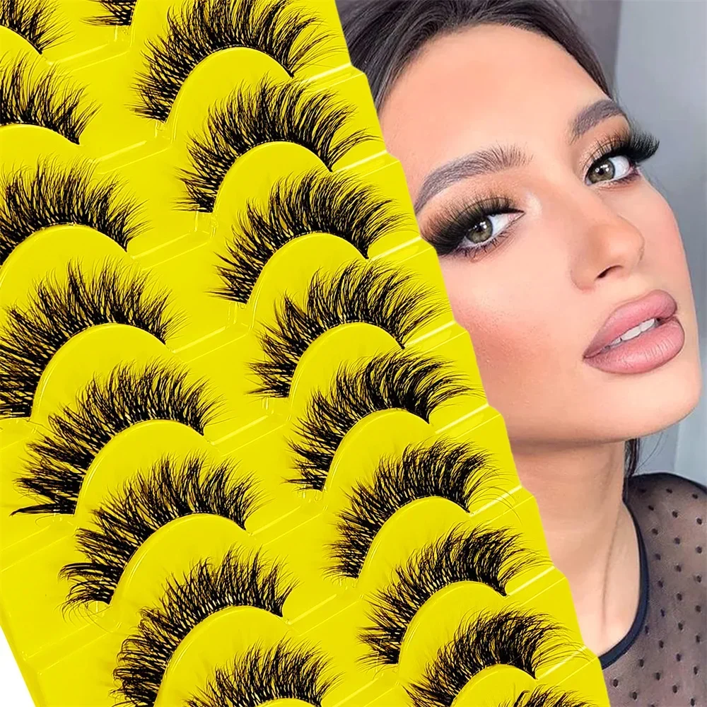 10 Pairs Eyelashes Clear Band Natural Wispy Fluffy Look Russian Strip Lashes 3D Effect Cat  that Extensions False Lashes