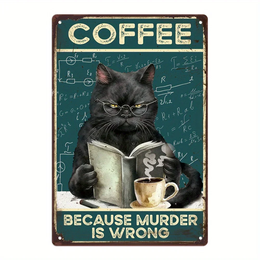 Putuo Decor Vintage Black Cat Metal Tin Sign - 