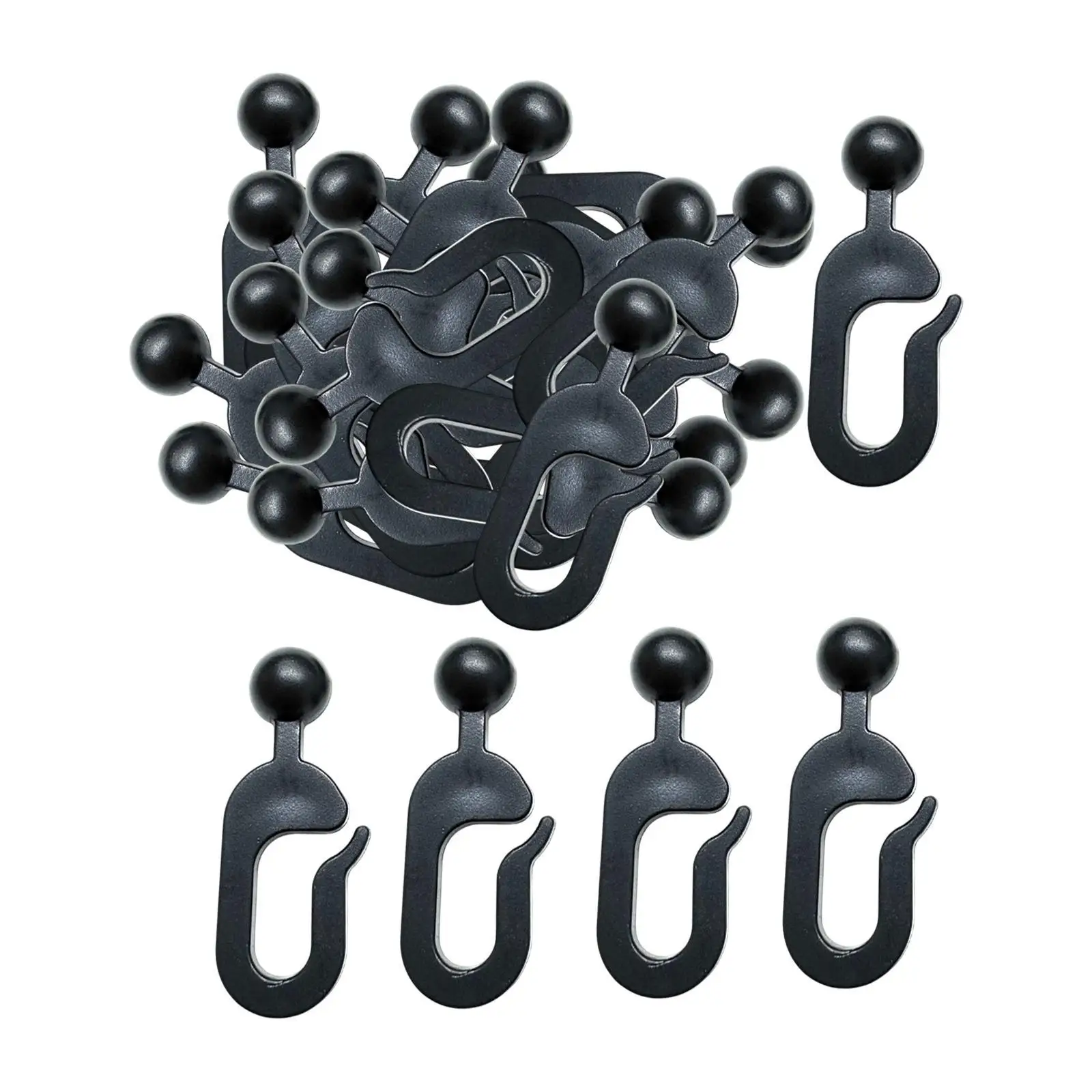 Black Plastic Curtain Track Hooks Heavy Duty for Gazebo Curtains Outdoor Canopy Smooth Gliding Rustproof Multipurpose Use for