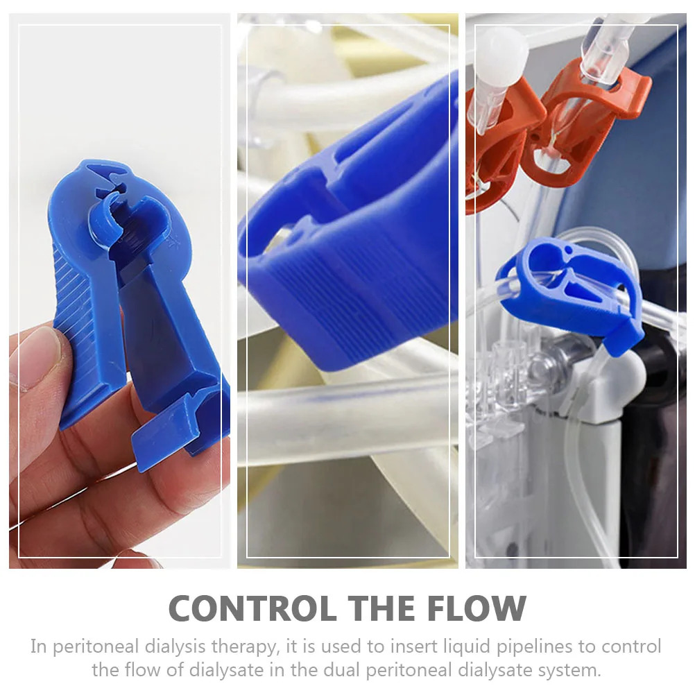 10Pcs Peritoneal Tubing Clamps Safe ABS Material Flow Control Clip for Peritoneal Dialysate Management Blue Fixator