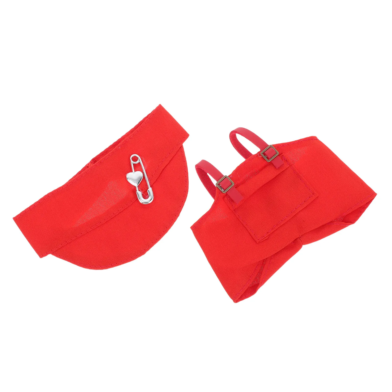

1Set Red Outfit Clothes for 17Cm Casual Dress Up Includes Hat Suspender Trousers Suitable for Girls Role Playing