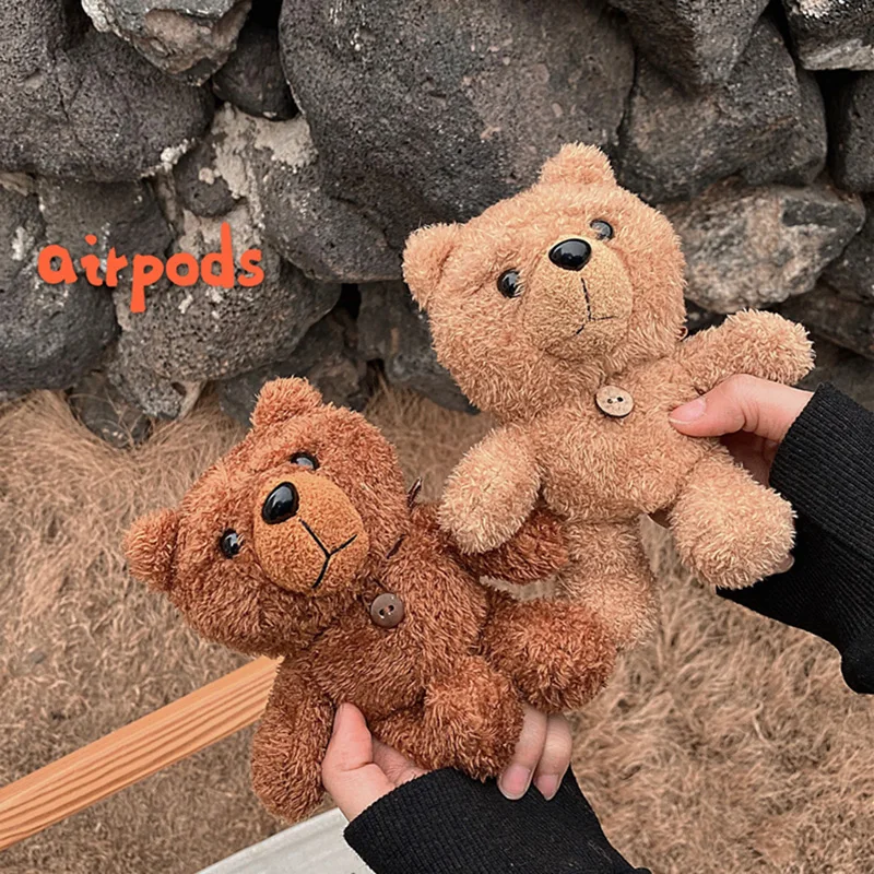 Urso de pelúcia dos desenhos animados caso do fone de ouvido para a apple airpods 1/2/3 pro sem fio bluetooth caixa armazenamento para airpods pro 2 2022 novo