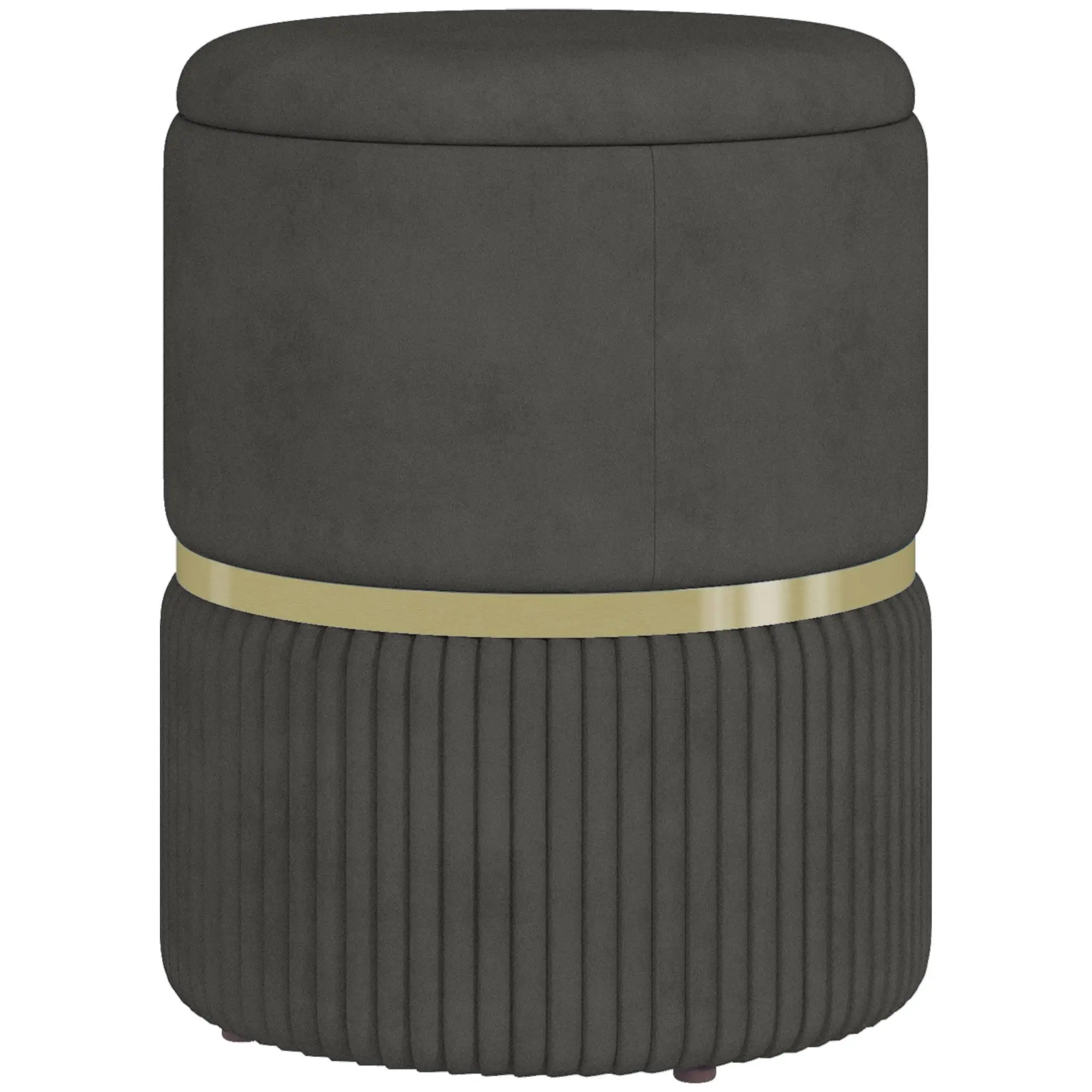 HOMCOM Pouf en velours côtelé avec rangement, 36x36x44cm, gris, 120kg