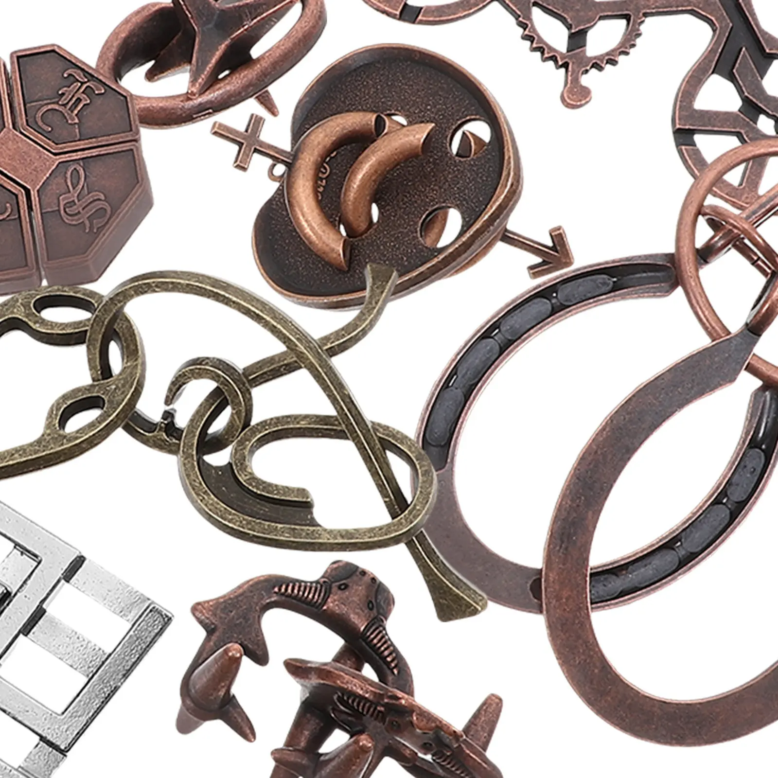 9Pcs Metal Brain Teaser Puzzle Set Lu Ban Lock Style Logic Game for Adult Learning Development Party Festival Interactive