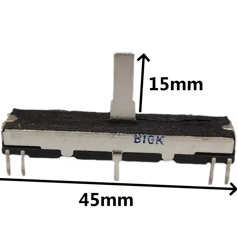 1pcs，Straight slip potentiometer，B10K，8Pin，  Total length 45mm，CT670，Keyboard volume putter